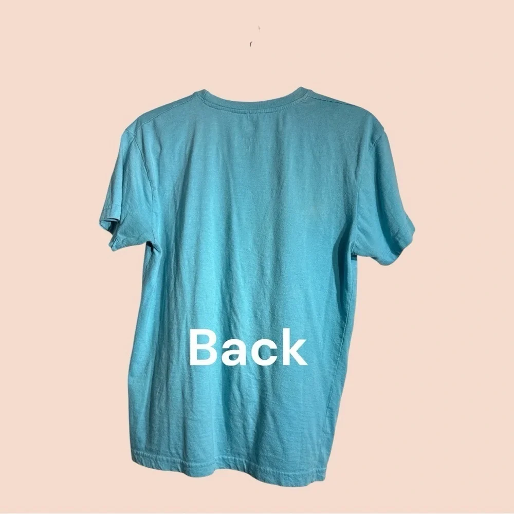 Tailorbyrd Collection Aqua Blue Pink Flamingo Emblem Tee Shirt, Men’s Small